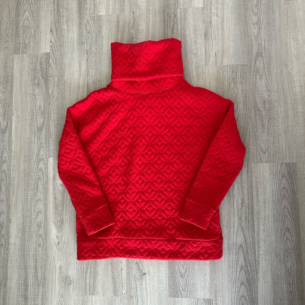 Red Quilted Turtleneck Sweater